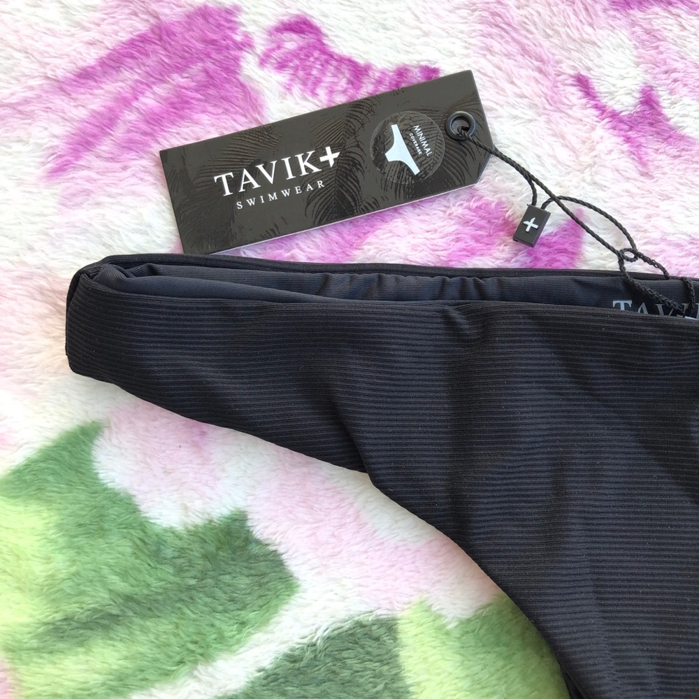 Ali Ribbed Black Minimal Coverage Swim Bottom - Picture 2 of 4